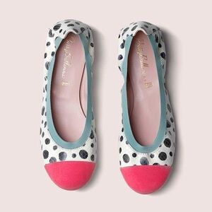 Pretty Ballerinas Kids Handmade Valerie Polka Dot Croc Embossed Leather Flats